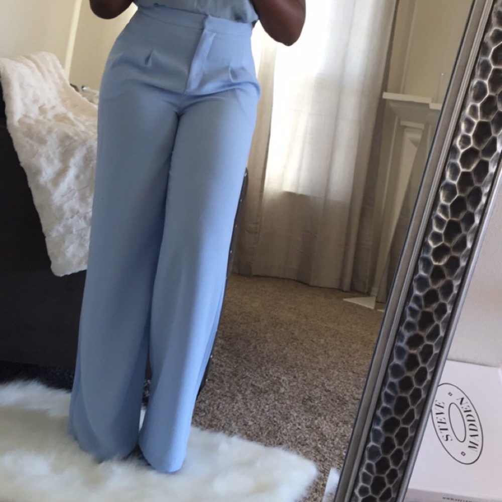 Baby blue wide leg pants!